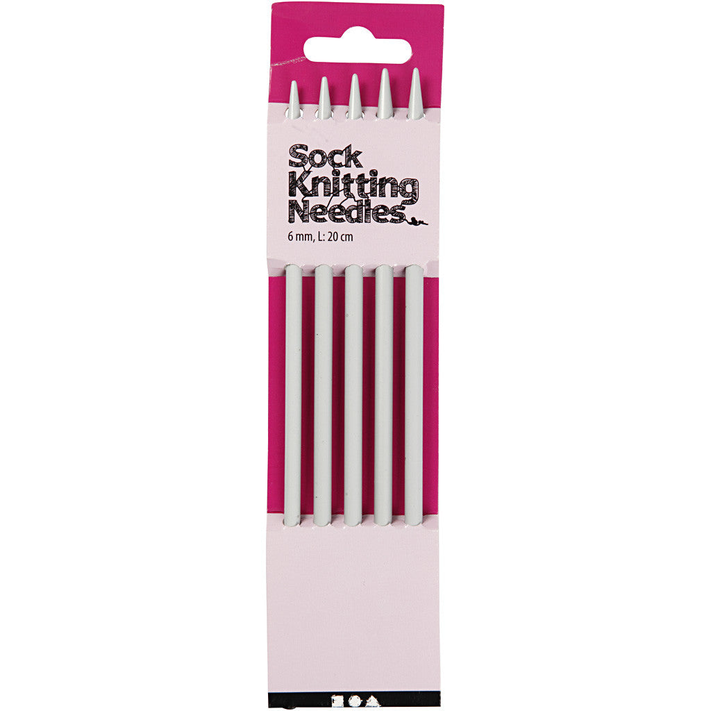 Sokken breinaalden, L: 20 cm, afm 6 mm, 1 set [HOB-42263]