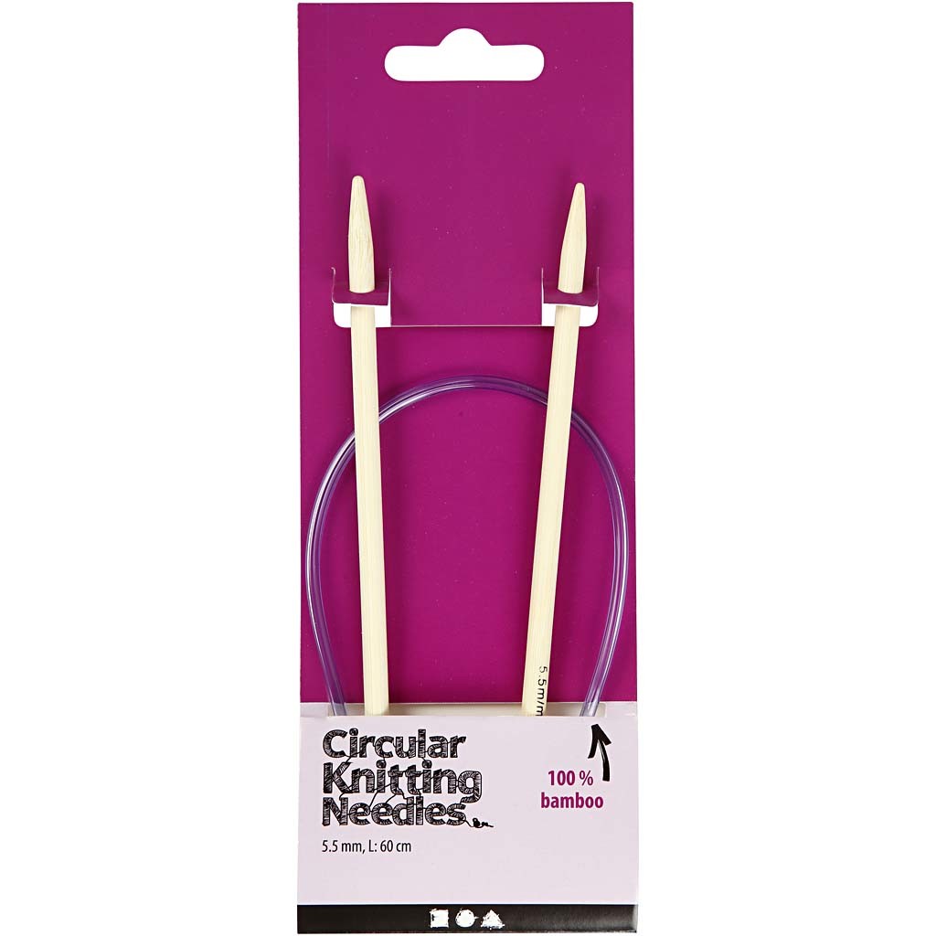 Aiguilles à tricoter circulaires, L : 60 cm, dim. 5,5 mm, 1 pièce [HOB-42274]