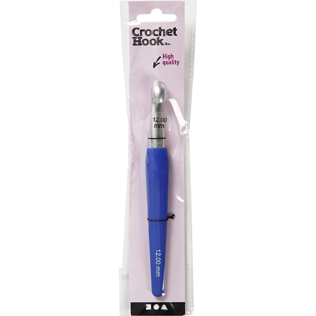 Crochet, dim. 12, L : 16 cm, dim. 12 mm, bleu, 1 pièce [HOB-42389]