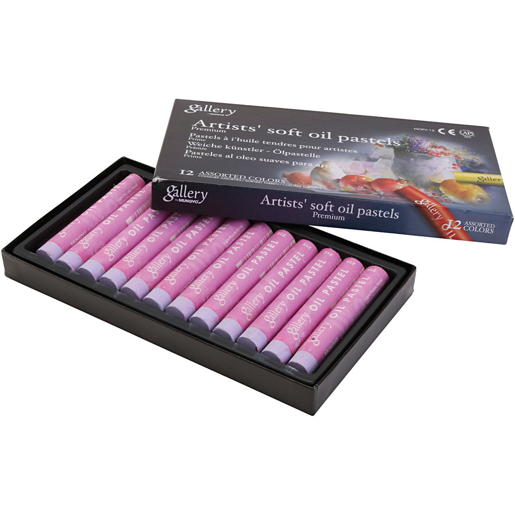 Gallery Oil Pastel, L: 7 cm, dia. 11 mm, thickness 11 mm, light lilac, 12 pc