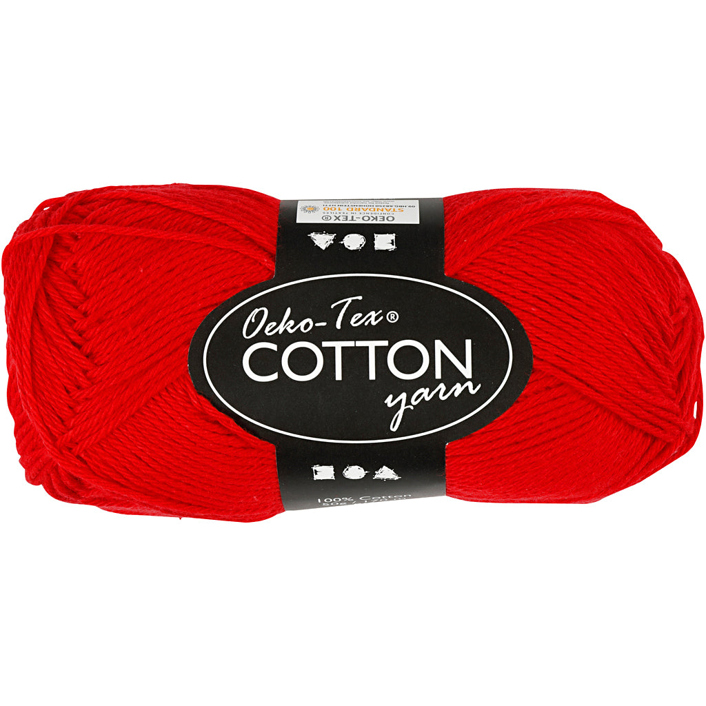 Cotton Yarn, no. 8/4, L: 170 M, needle 3-3,5, dark red, 50 g/ 1 ball
