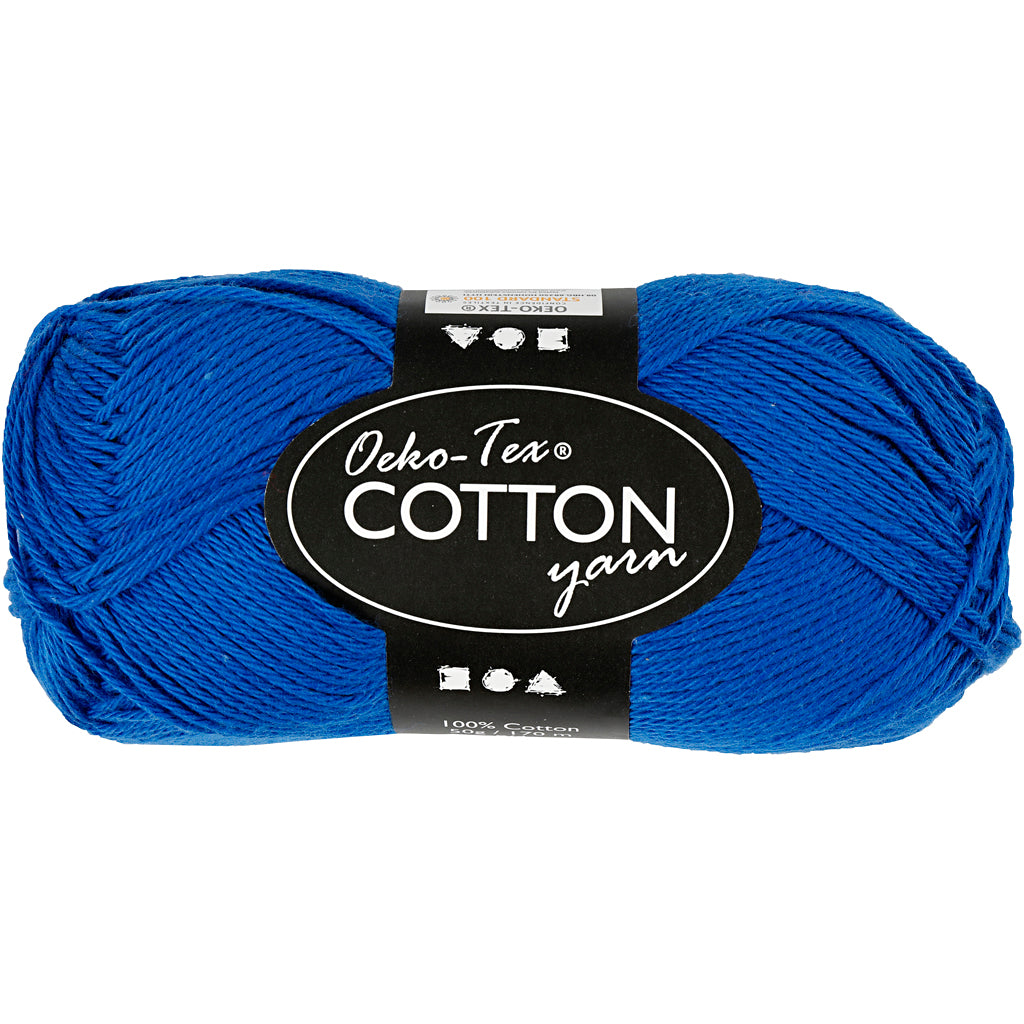 Cotton Yarn, no. 8/4, L: 170 M, needle 3-3,5, cobalt blue, 50 g/ 1 ball