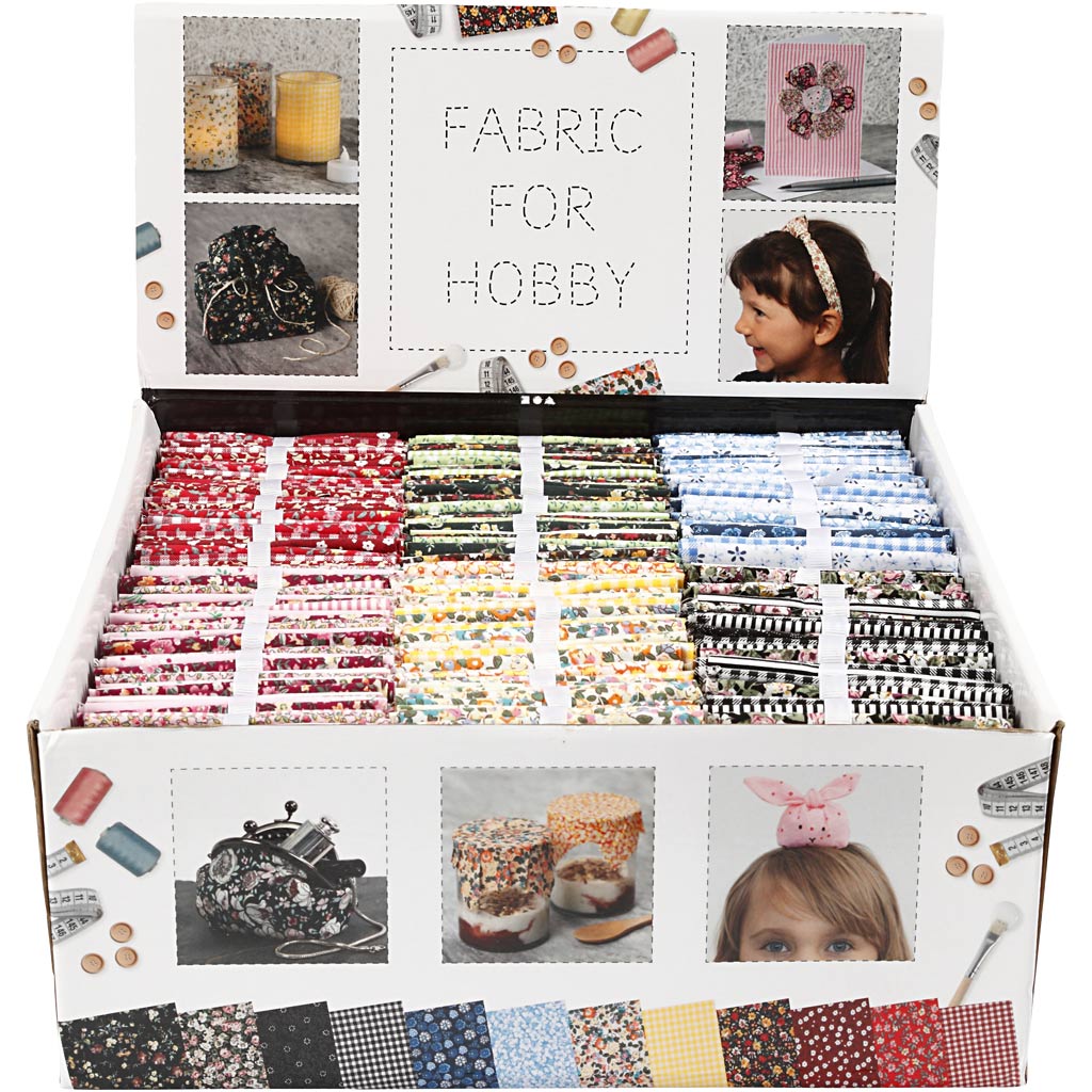 Patchwork Fabric, size 45x55 cm, 100 g, assorted colours, 48 bundle