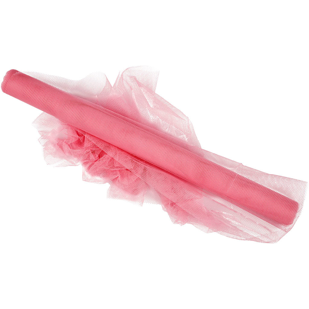 Tulle, W: 50 cm, rose, 5 m/ 1 roll