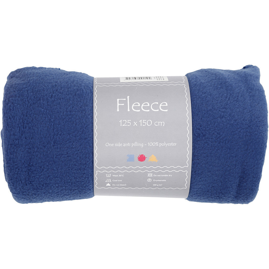 Fleece, L: 125 cm, B: 150 cm, 200 gr, blauw, 1 stuk [HOB-44629]