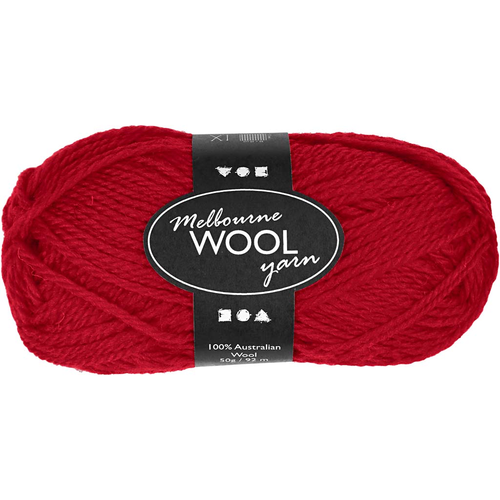 Melbourne Wool Yarn, L: 92 M, red, 50 g/ 1 ball