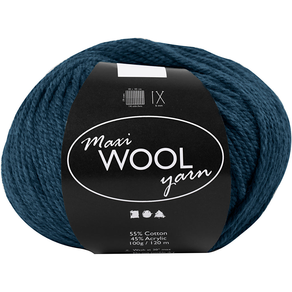 Wool Yarn, L: 125 M, blue, 100 g/ 1 ball