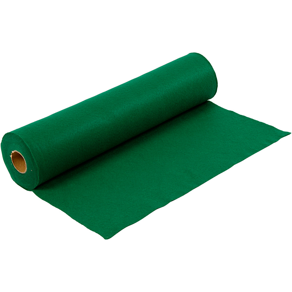 Craft felt, W: 45 cm, thickness 1,5-2 mm, 180-200 g, green, 5 m/ 1 roll