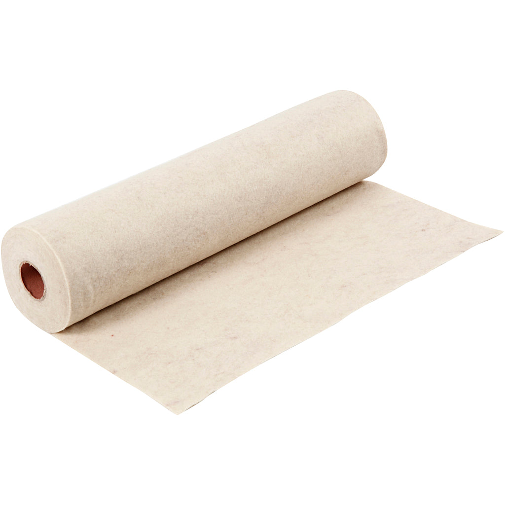 Craft felt, W: 45 cm, thickness 1,5-2 mm, textured, 180-200 g, off-white, 5 m/ 1 roll