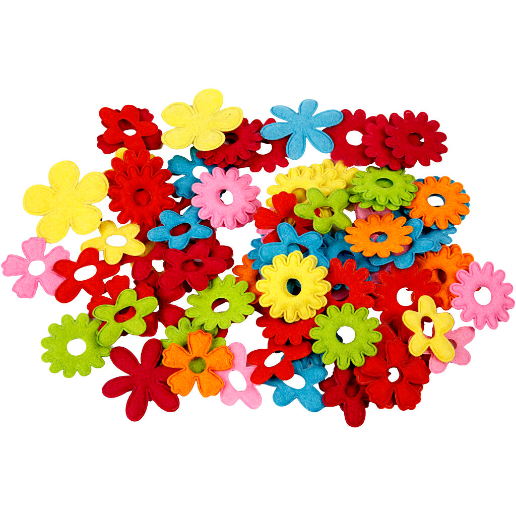 Felt Flowers, size 35x45 mm, thickness 1,2 mm, 135 pc
