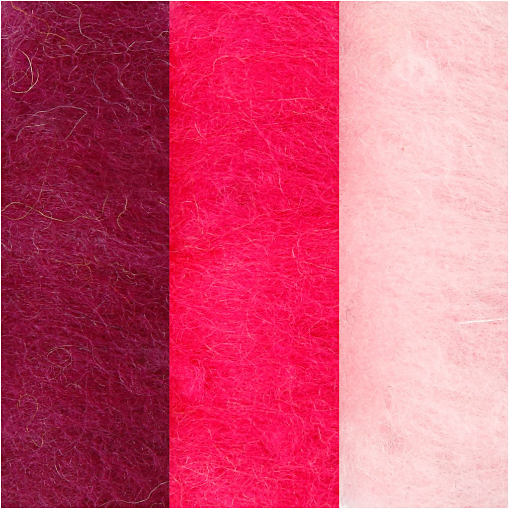 Pelote de Laine Cardée, harmonie violet/rose, 3x10gr/ 1 Pq. [HOB-45334]