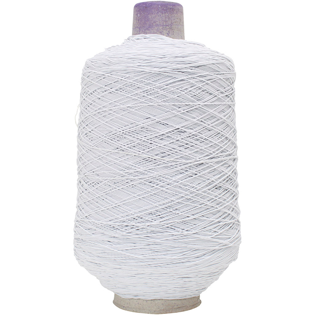 Thin, round elastic thread, white, 1500 m/ 1 roll