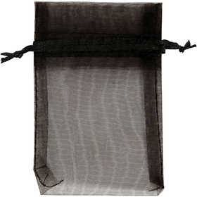 Sacs en organza, dim. 7x10 cm, noir, 10 pièces/ 1 Pq. [HOB-4743902]