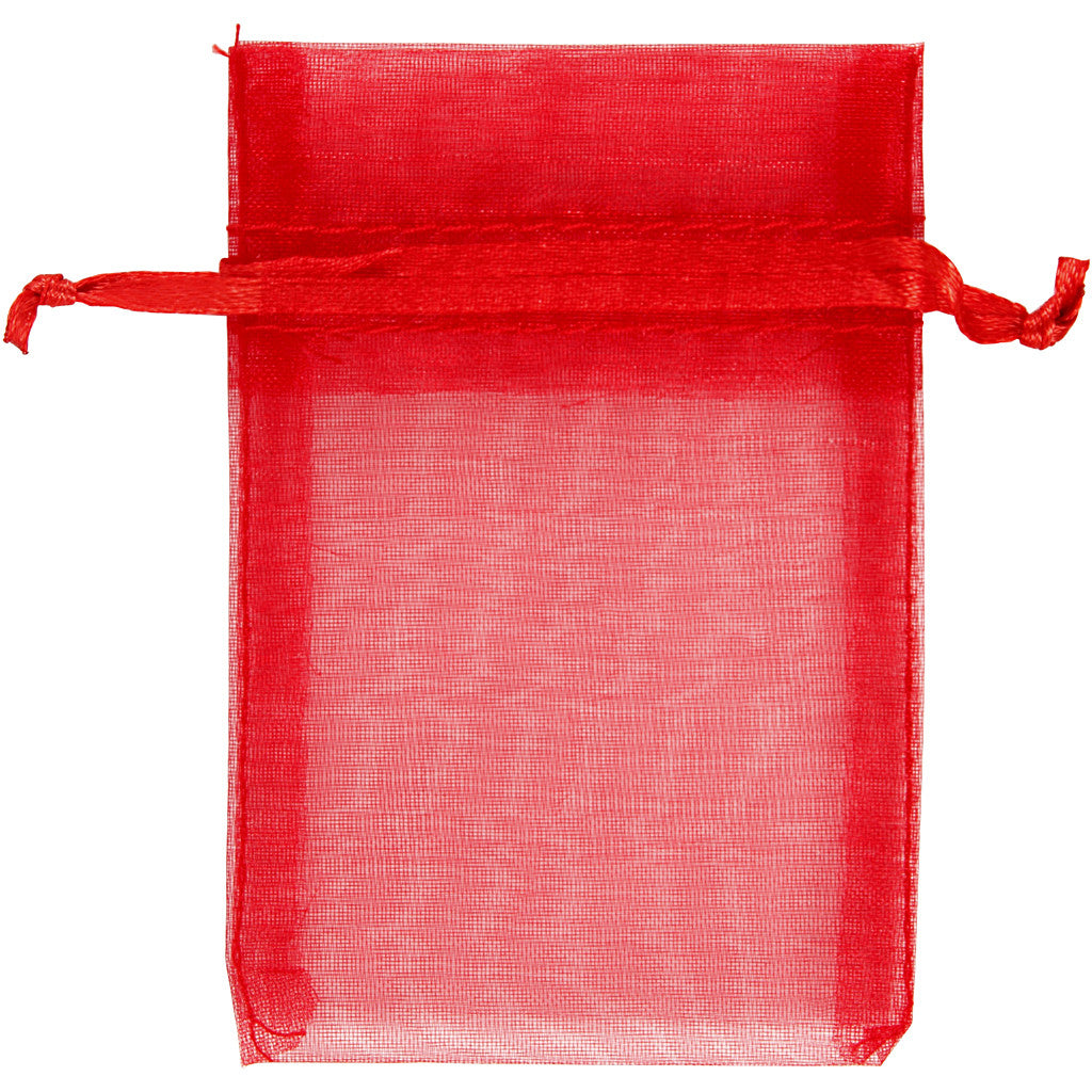 Sacs en organza, dim. 7x10 cm, rouge, 10 pièces/ 1 Pq. [HOB-4743903]