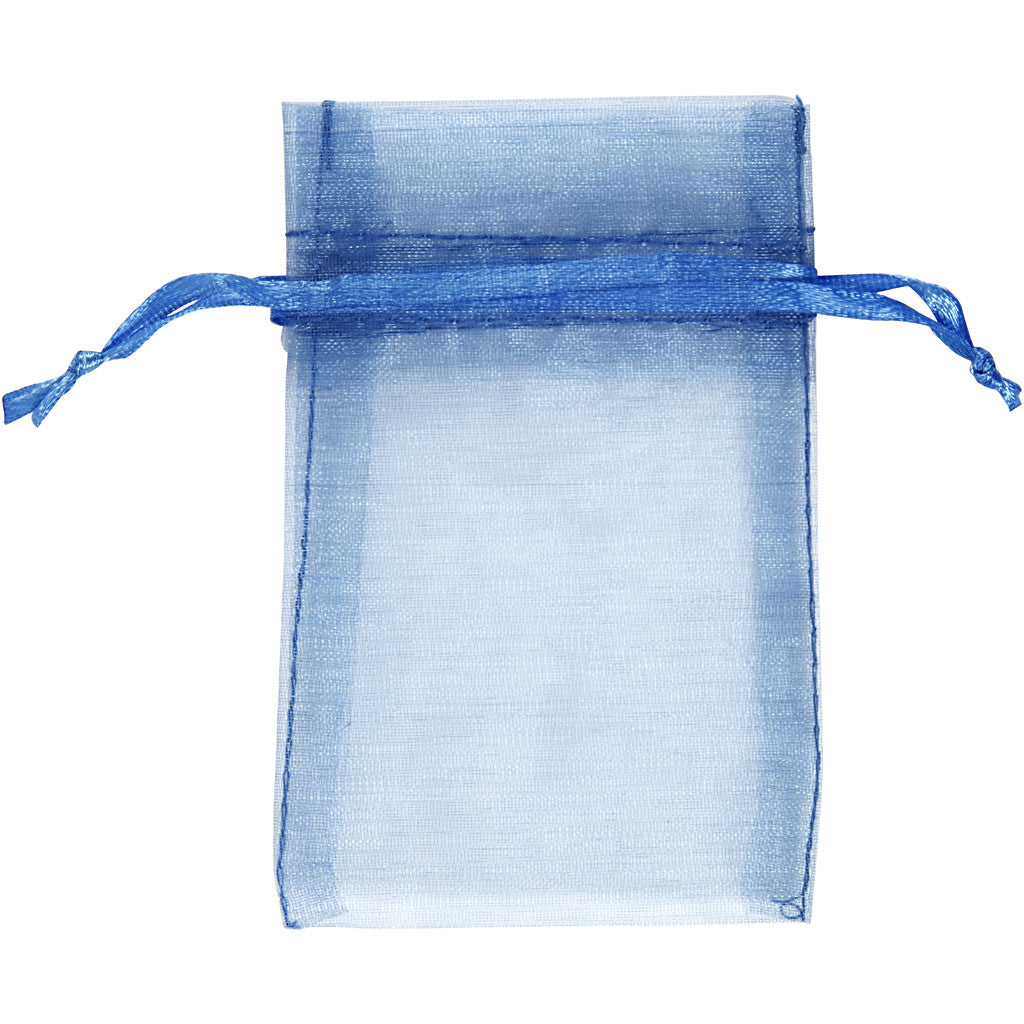 Organza zakjes, afm 7x10 cm, blauw, 10 stuk/ 1 doos [HOB-4743904]