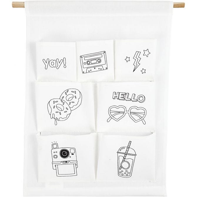 Organisateur à suspendre, H : 46 cm, L : 34 cm, 145 gr, blanc, 1 pièce [HOB-49738]