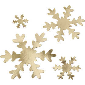 Sneeuwvlok, d 3+5+8+10 cm, 350 gr, goud, 16 stuk/ 1 doos [HOB-49897]