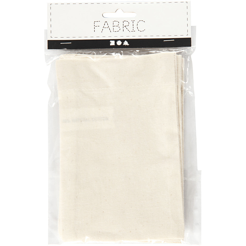 Sac en coton, dim. 10x15 cm, 115 gr, naturel clair, 4 pièces/ 1 Pq. [HOB-499901]