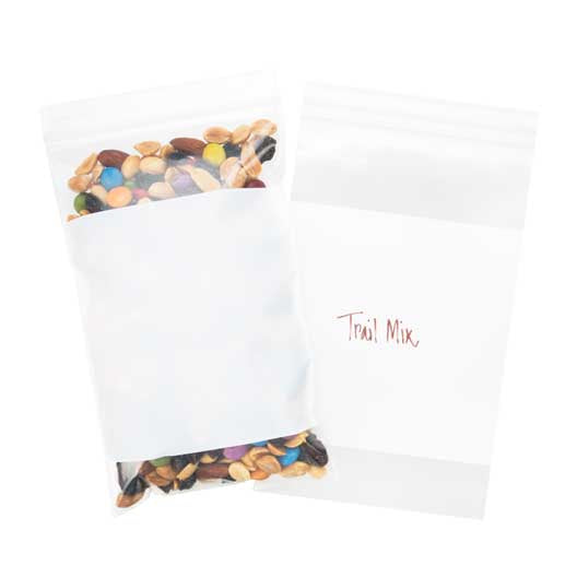 Sachet zip avec fenêtre d'écriture blanche Qualité Supérieure 12,7x20,3cm (100 pièces) [4WE58]
