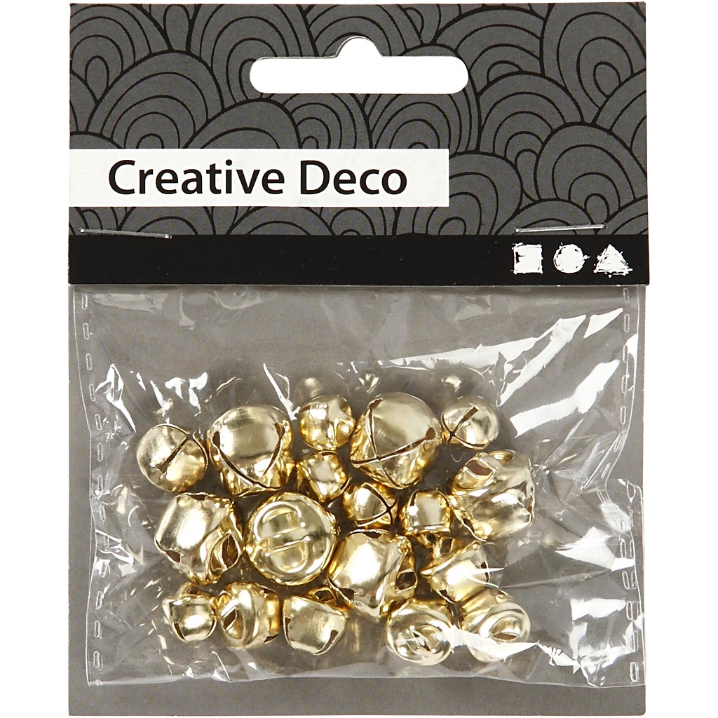 Belletjes, d 8+10+13 mm, goud, 18div/ 1 doos [HOB-500100]
