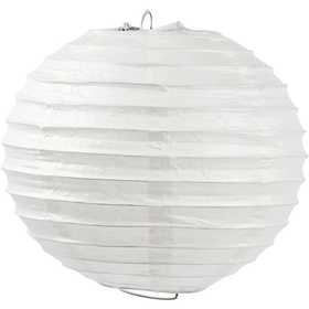 Rijstpapier lamp, Rond, d 20 cm, wit, 1 stuk [HOB-500280]