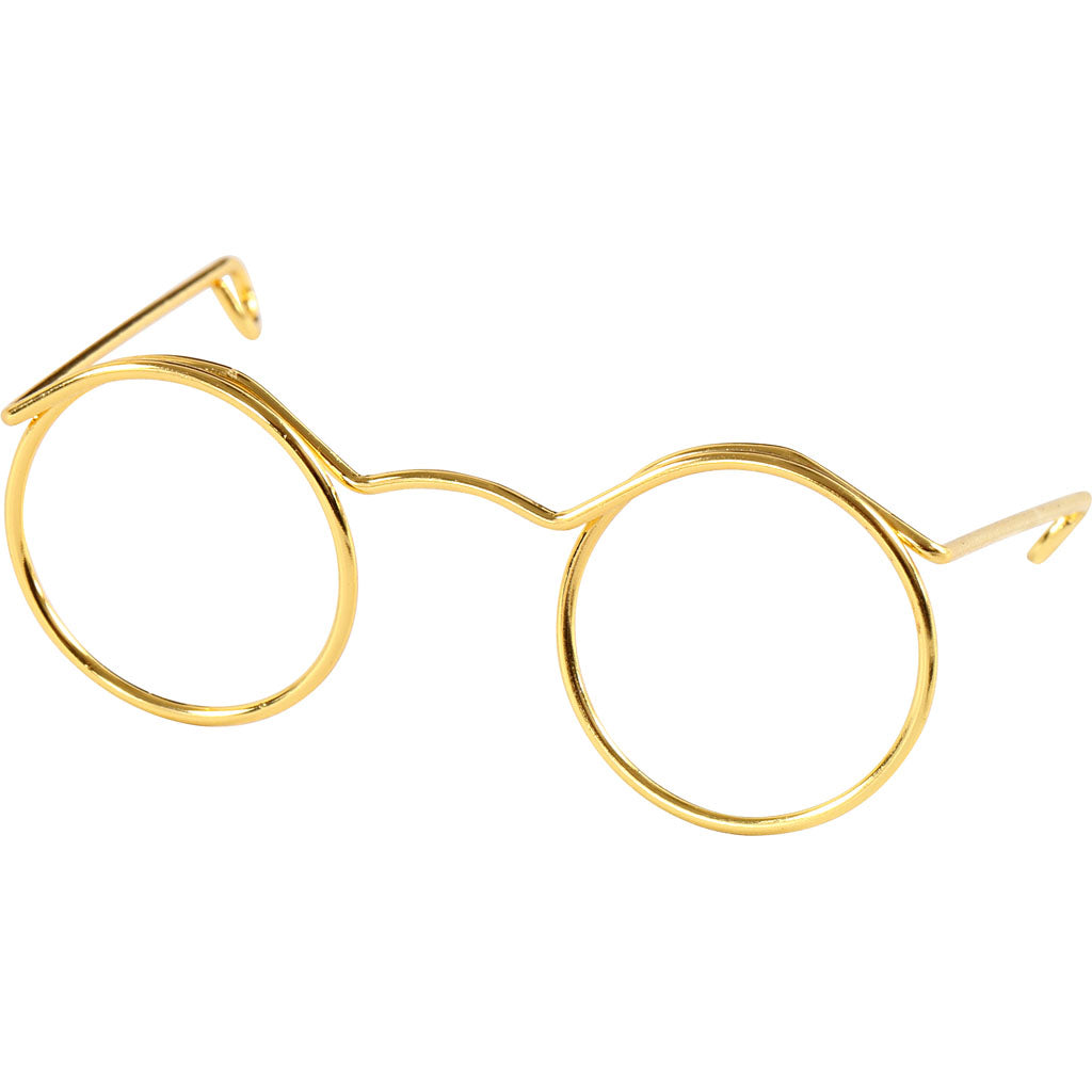 Novelty Glasses, W: 50 mm, hole size 17 mm, gold, 10 pc
