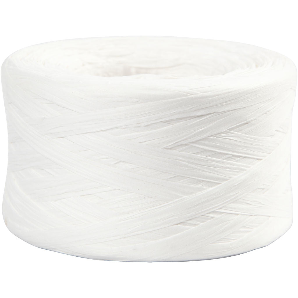 Papier Raffia Garen, B: 7-8 mm, wit, 100 m/ 1 rol [HOB-503291]