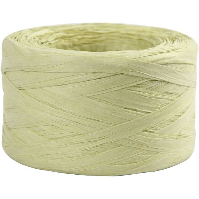 Papier Raffia Garen, B: 7-8 mm, lichtgroen, 100 m/ 1 rol [HOB-503295]