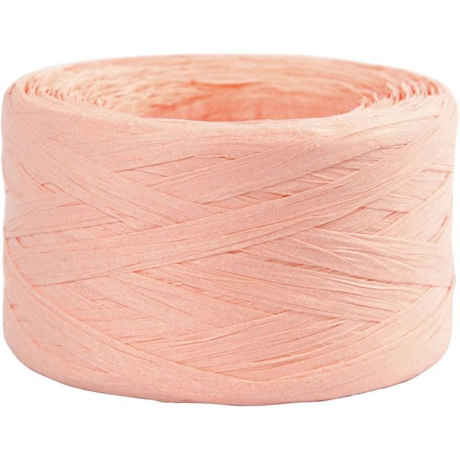 Papier Raffia Garen, B: 7-8 mm, lichtroze, 100 m/ 1 rol [HOB-503296]