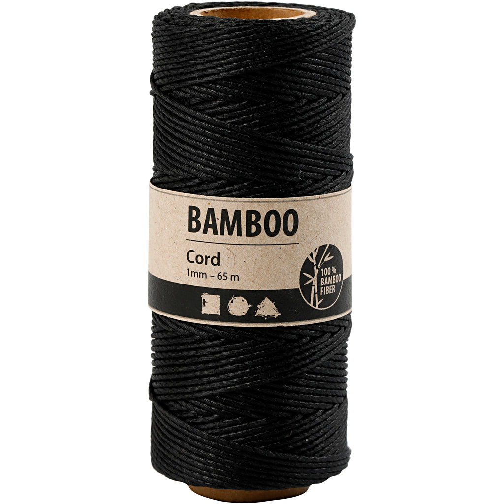 Bamboekoord, dikte 1 mm, zwart, 65 m/ 1 rol [HOB-503483]