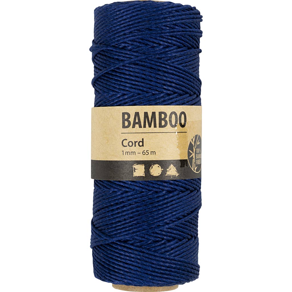 Bamboekoord, dikte 1 mm, blauw, 65 m/ 1 rol [HOB-503484]