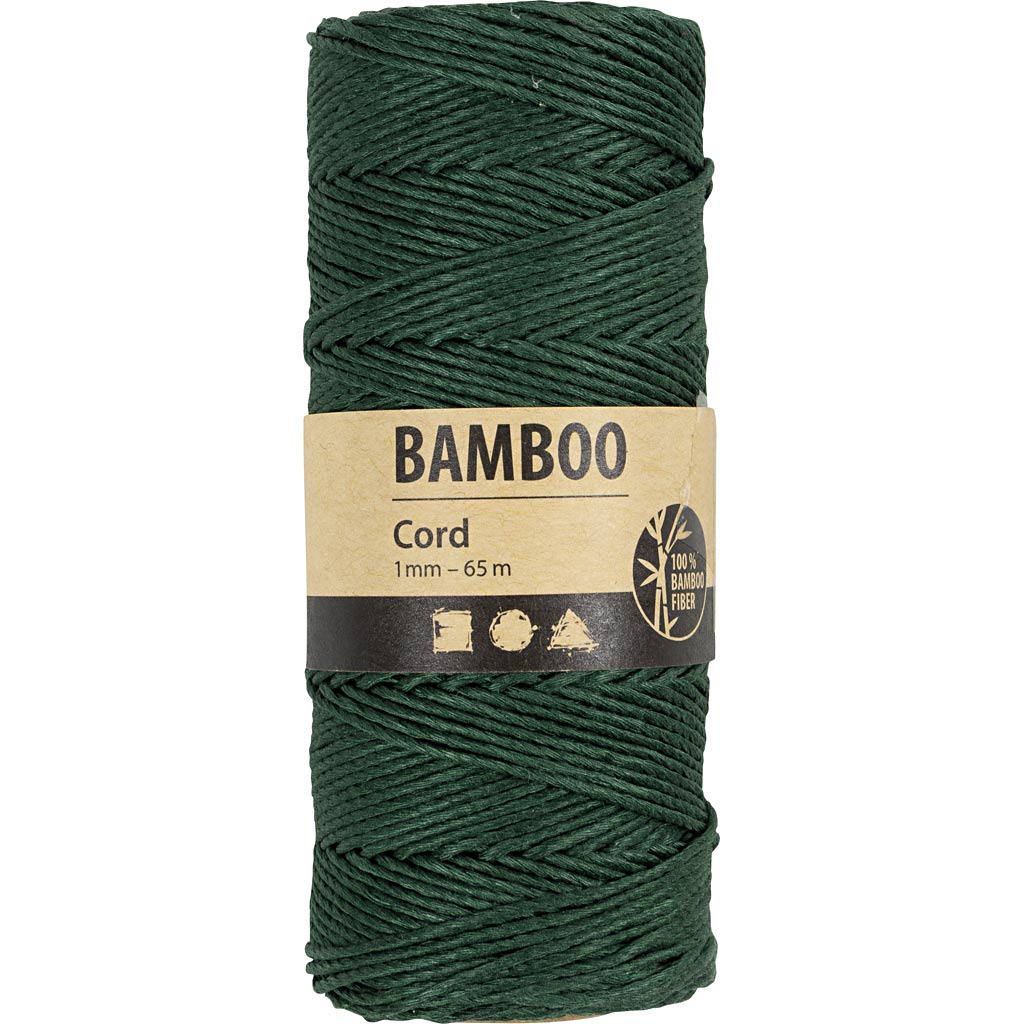 Bamboekoord, dikte 1 mm, groen, 65 m/ 1 rol [HOB-503486]