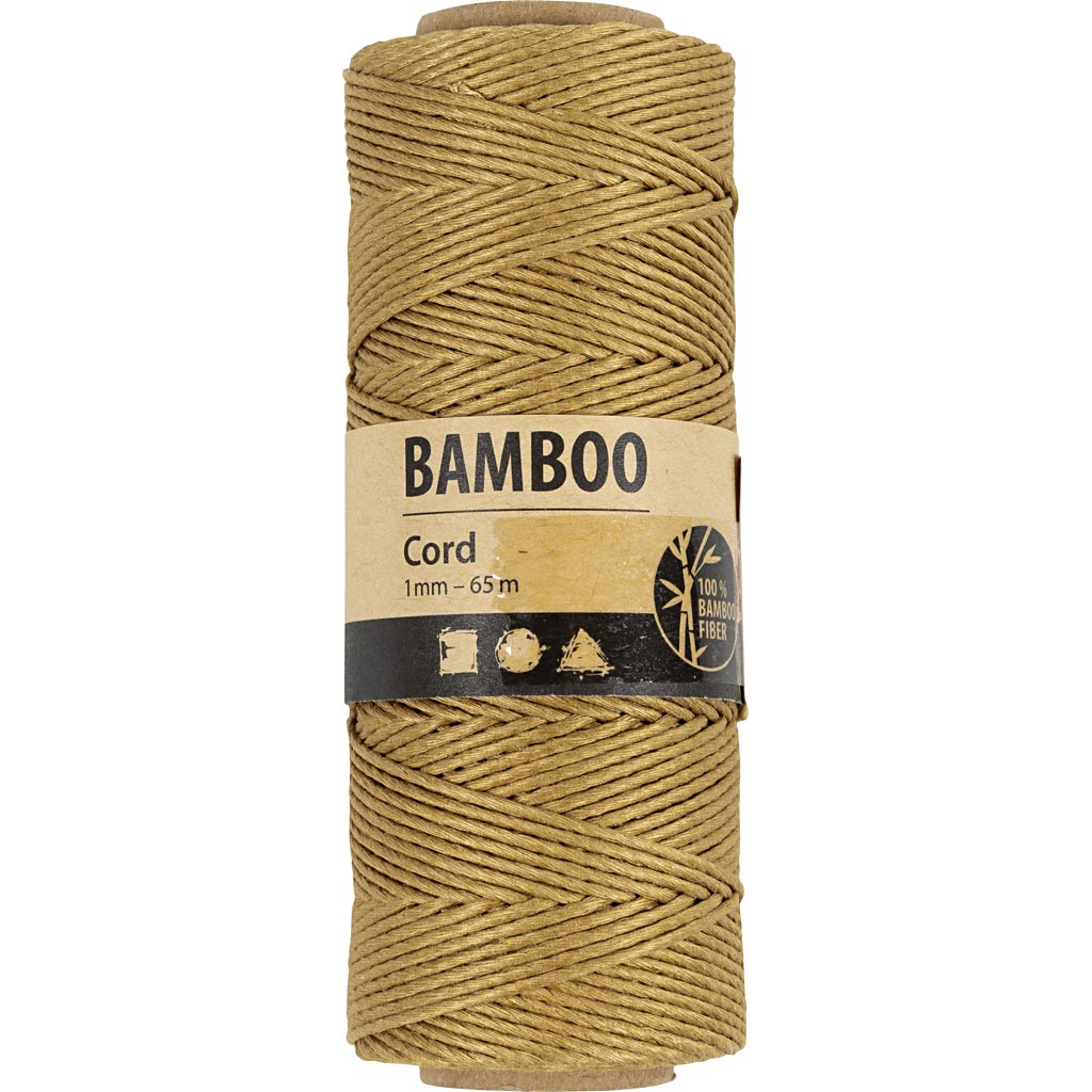Bamboekoord, dikte 1 mm, goud, 65 m/ 1 rol [HOB-503488]