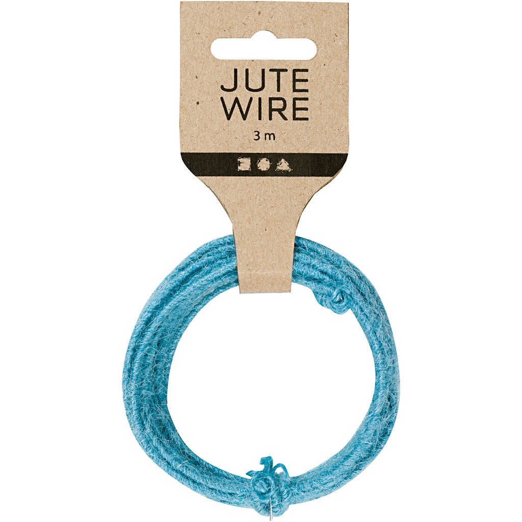 Fil de jute, ép. 2-4 mm, bleu ciel, 3 m/ 1 Pq. [HOB-503495]