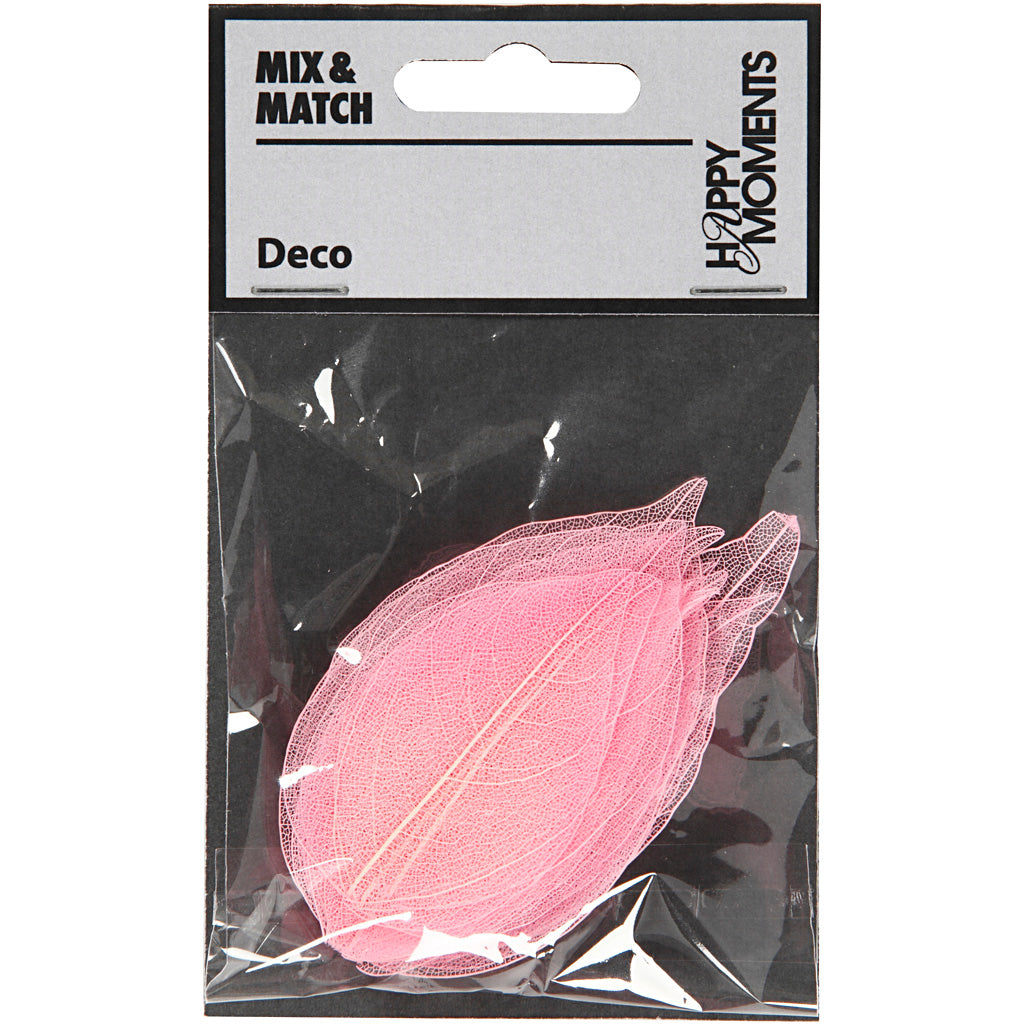 Skeleton leaves , L: 6-8 cm, lichtrood, 20 stuk/ 1 doos [HOB-504496]