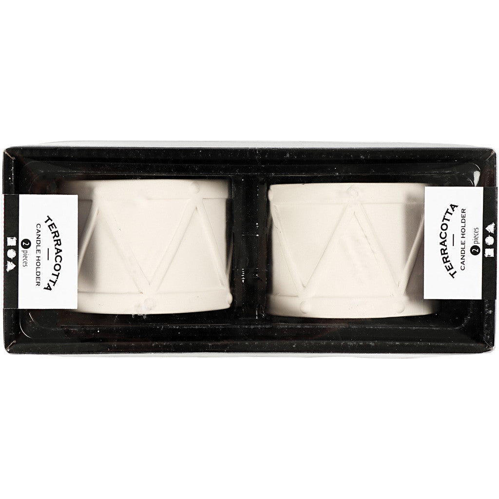 Kandelaar, H: 6,6 cm, d 9,3 cm, gatgrootte 2,2+4 cm, wit, 2 stuk/ 1 doos [HOB-50575]