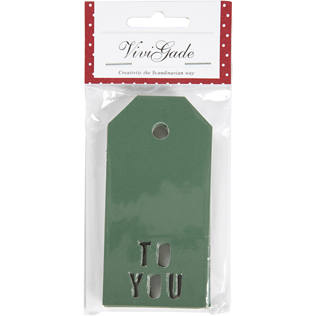 Cadeaulabels, TO YOU, afm 5x10 cm, 300 gr, groen, 15 stuk/ 1 doos [HOB-50986]