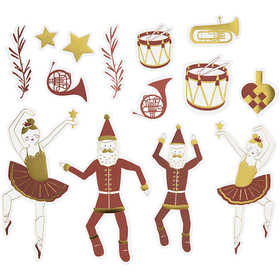 Étiquettes, dim. 2,2x12,5 cm, or, rouge, blanc, 57 pièces/ 1 Pq. [HOB-51017]