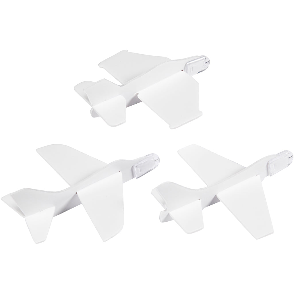 avions, L : 11,5-12,5 cm, L : 11-12 cm, blanc, 3 pièces/ 1 Pq. [HOB-51233]