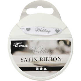 Ruban de satin, L : 10 mm, blanc, 8 m/ 1 rouleau [HOB-513501]