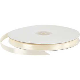 Ruban de satin, L : 10 mm, blanc cassé, 100 m/ 1 rouleau [HOB-51367]