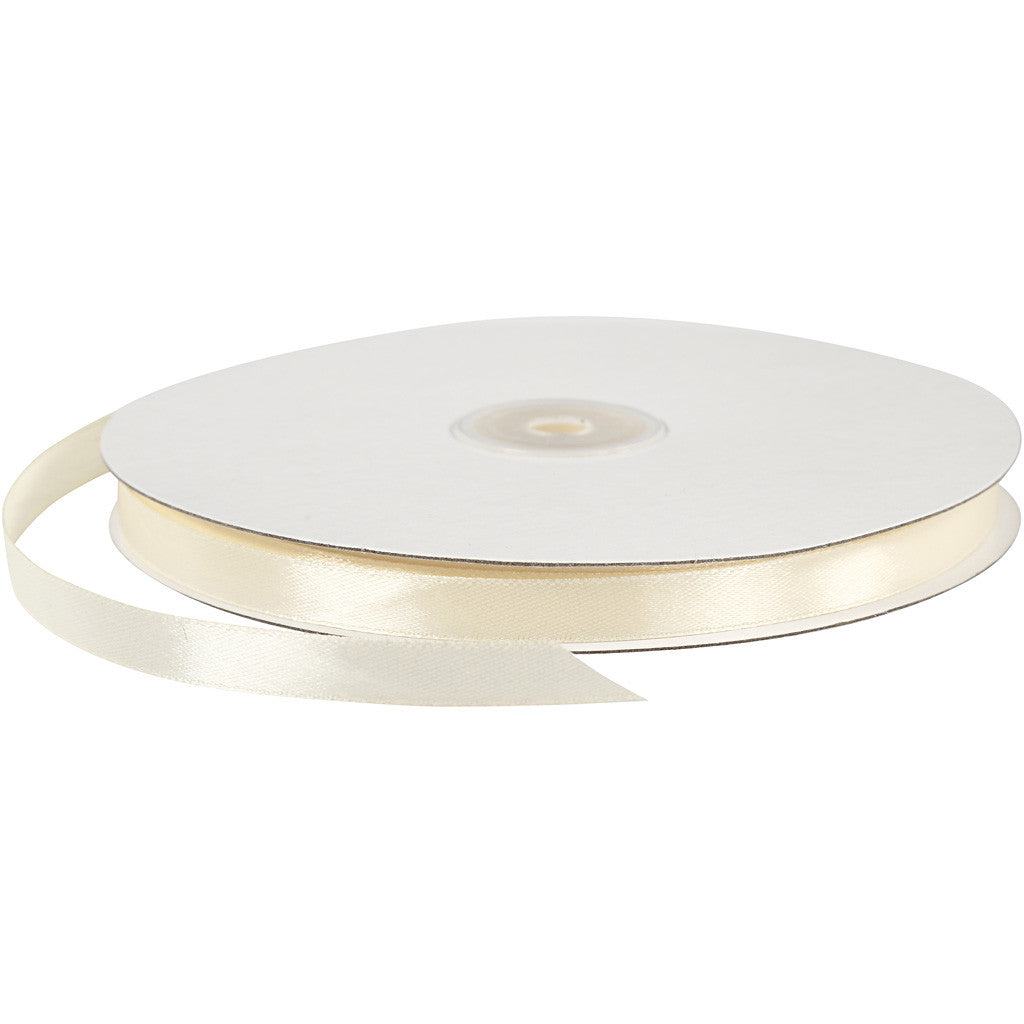 Satijnlint, B: 10 mm, off-white, 100 m/ 1 rol [HOB-51367]