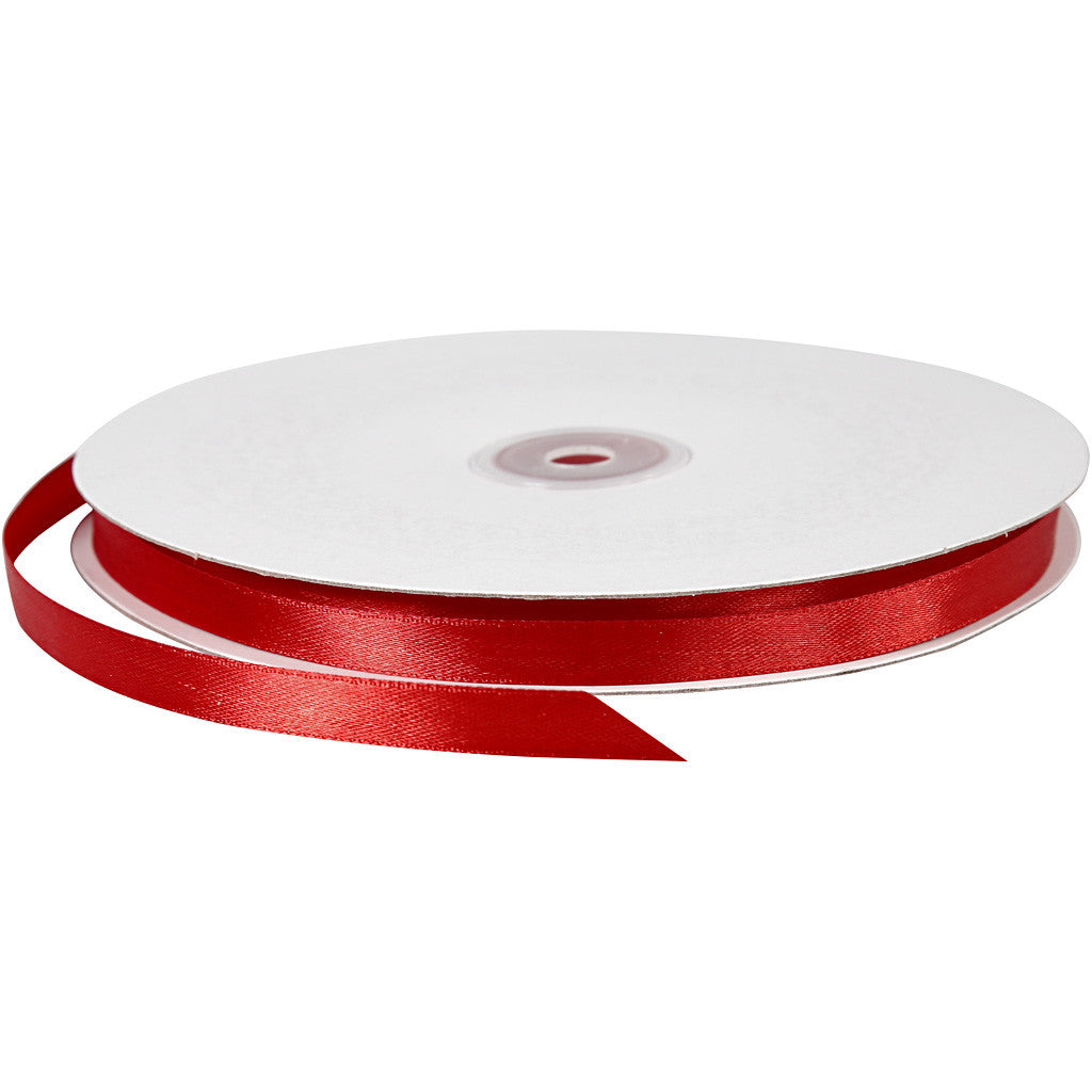 Ruban de satin, L : 10 mm, rouge, 100 m/ 1 rouleau [HOB-51371]