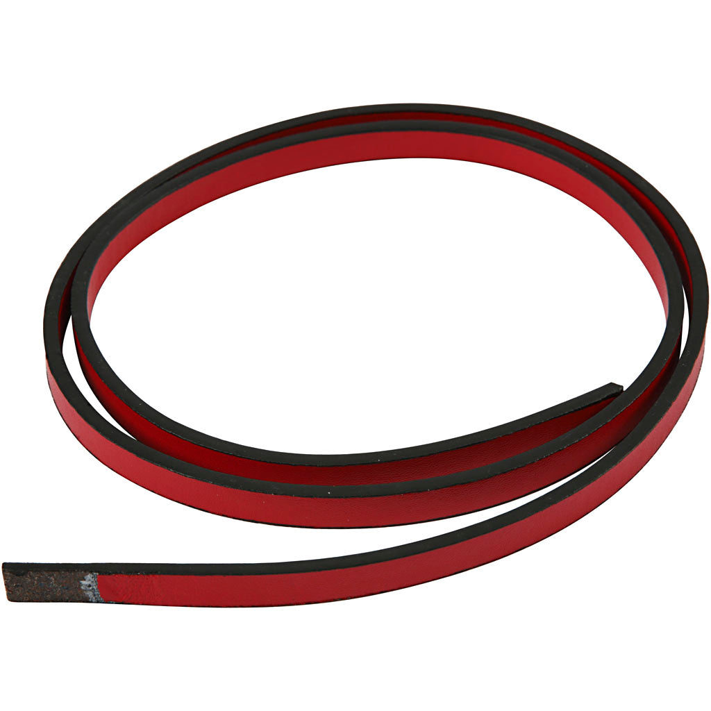 Faux Leather Belt, W: 10 mm, thickness 3 mm, red, 1 m