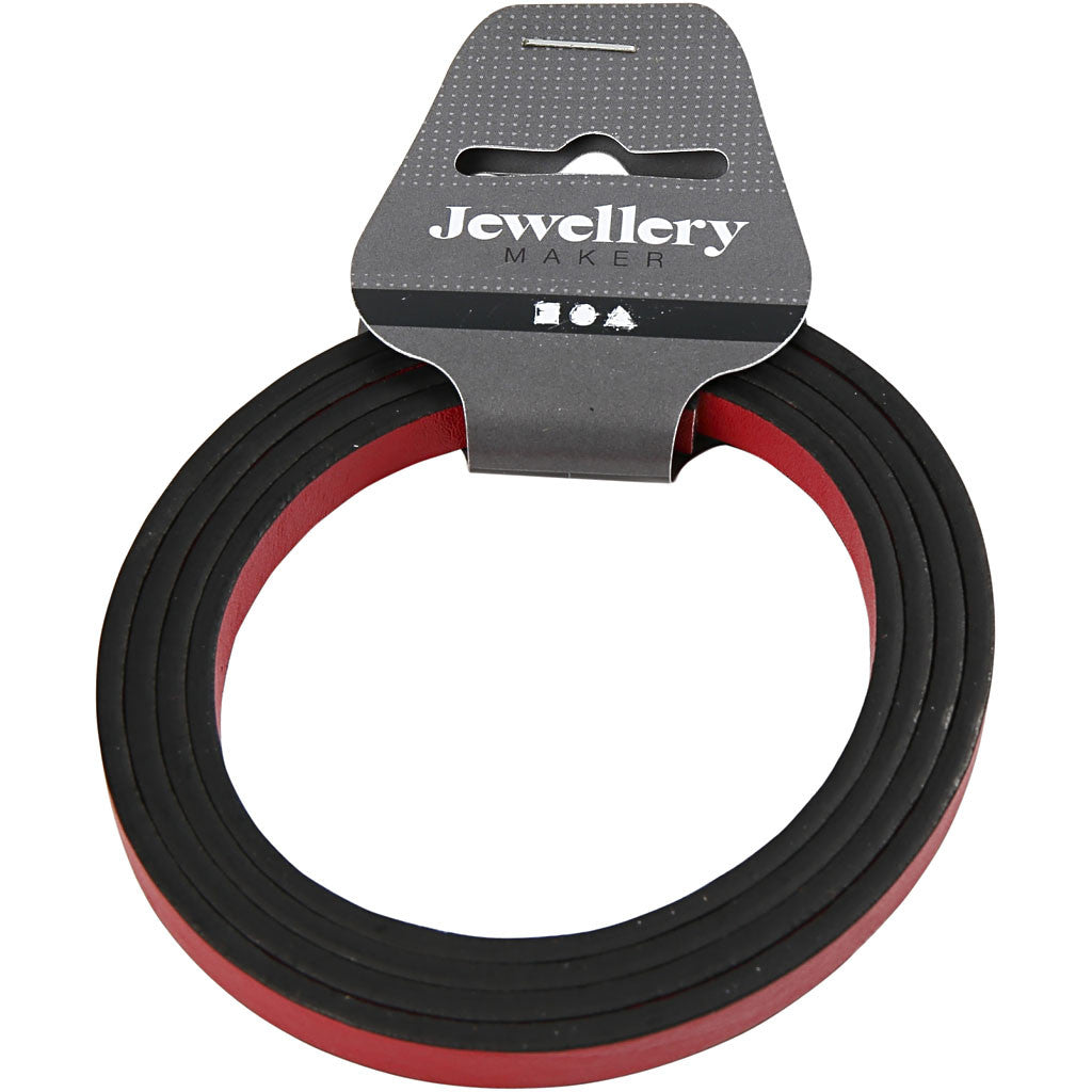 Band van Imitatie Leer, B: 10 mm, dikte 3 mm, rood, 1 m/ 1 doos [HOB-51485]