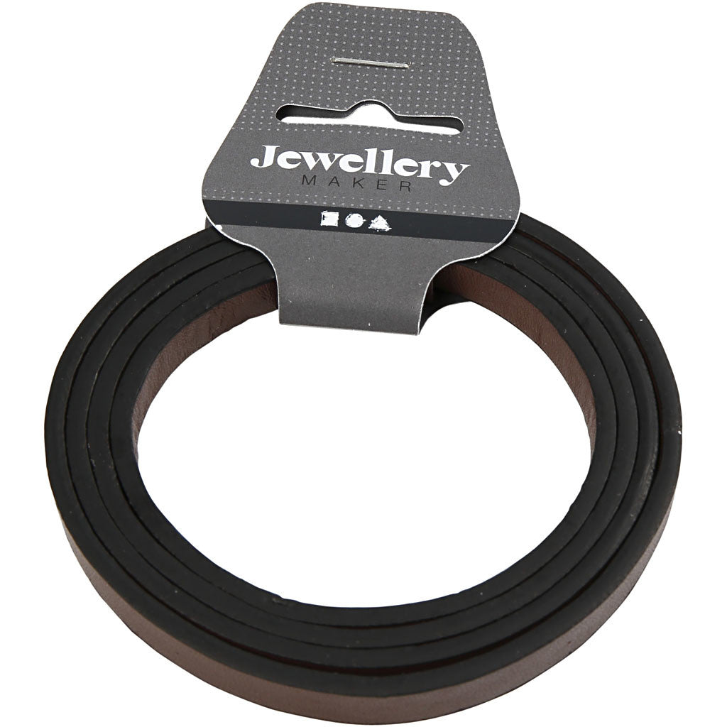 Ceinture Type Cuir, L : 10 mm, ép. 3 mm, brun, 1 m/ 1 Pq. [HOB-51491]