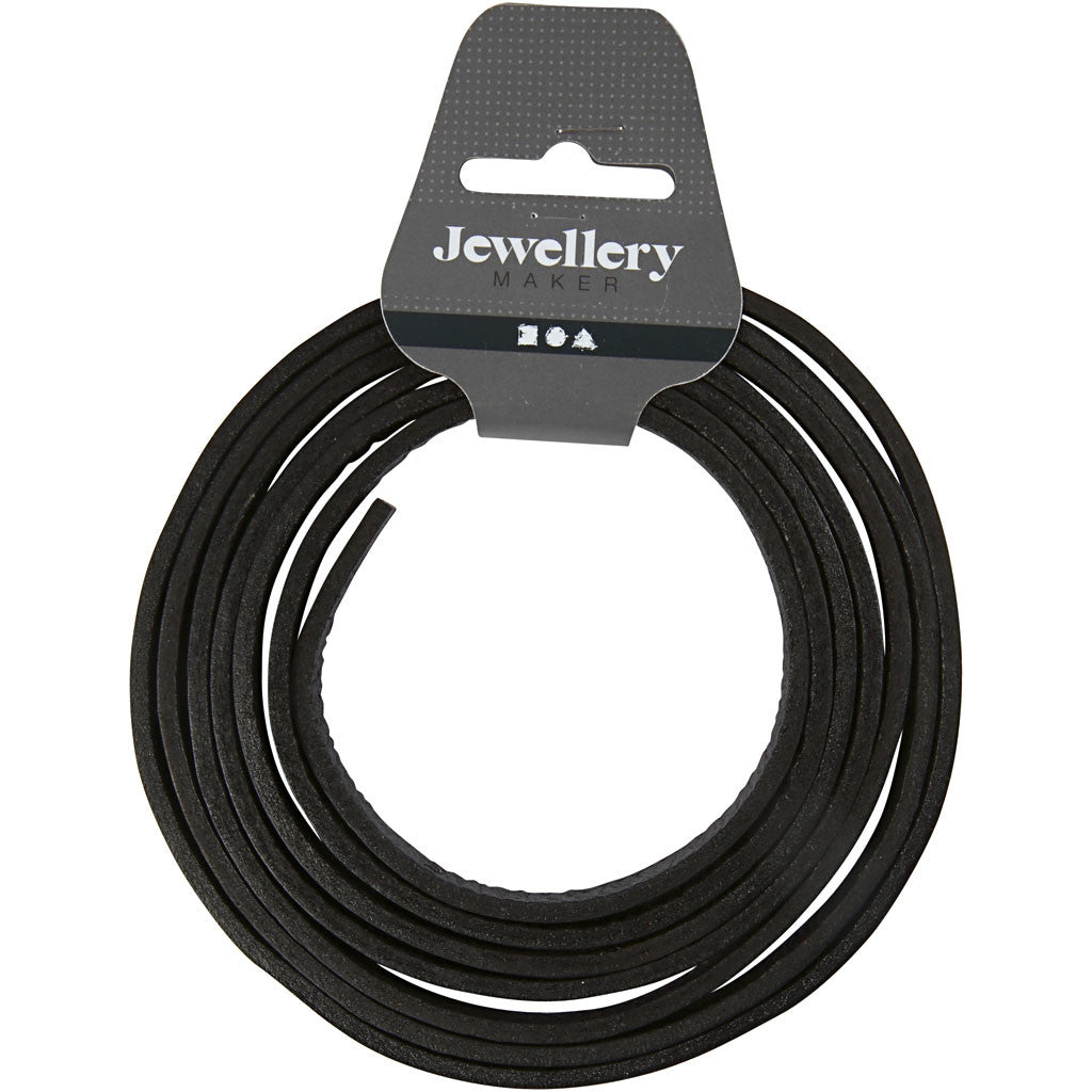 Bande de cuir, L : 10 mm, ép. 3 mm, noir, 2 m/ 1 Pq. [HOB-51501]
