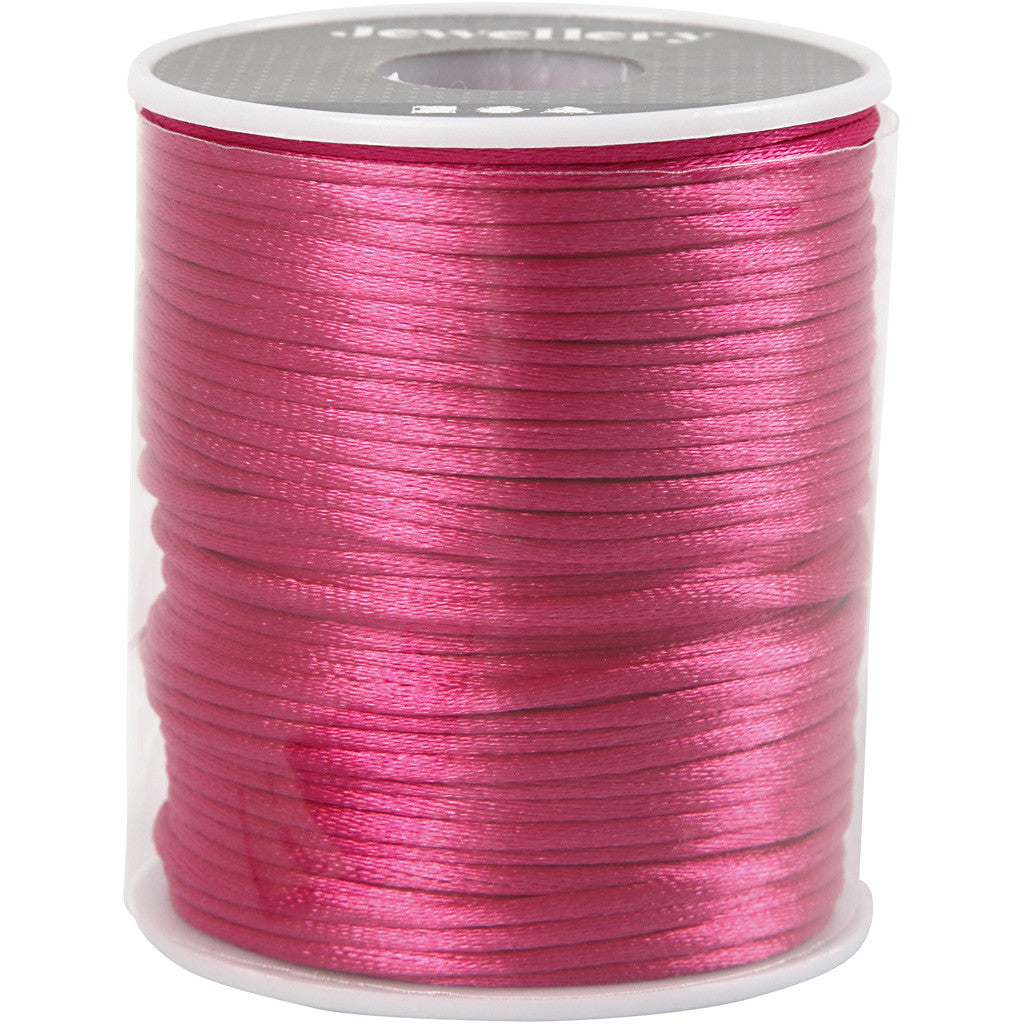 Cordon en satin, ép. 2 mm, rose, 50 m/ 1 rouleau [HOB-515516]