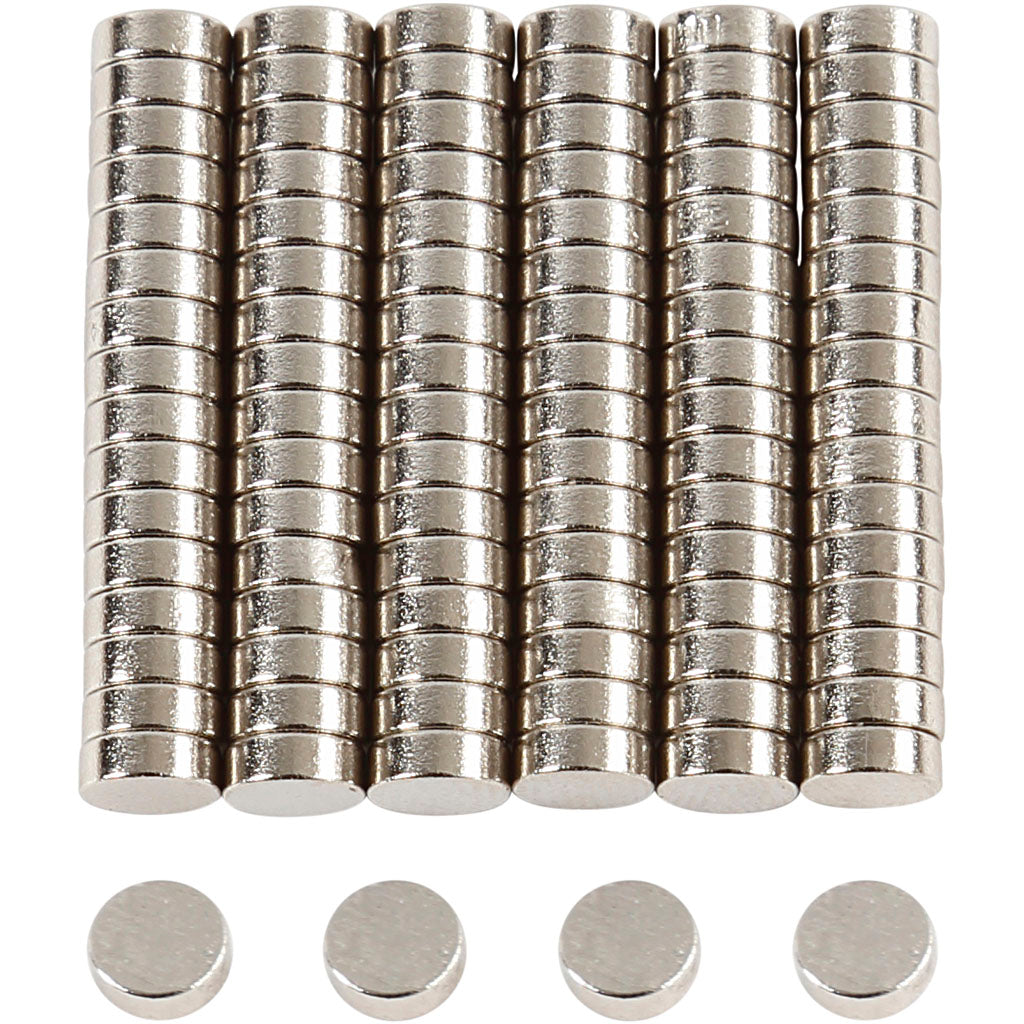 Power magnet ”NdFeB” , dia. 5 mm, thickness 2 mm, 100 pc