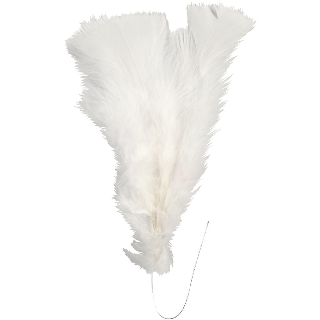 Plumes, L : 11-17 cm, blanc, 18 boule/ 1 Pq. [HOB-51847]